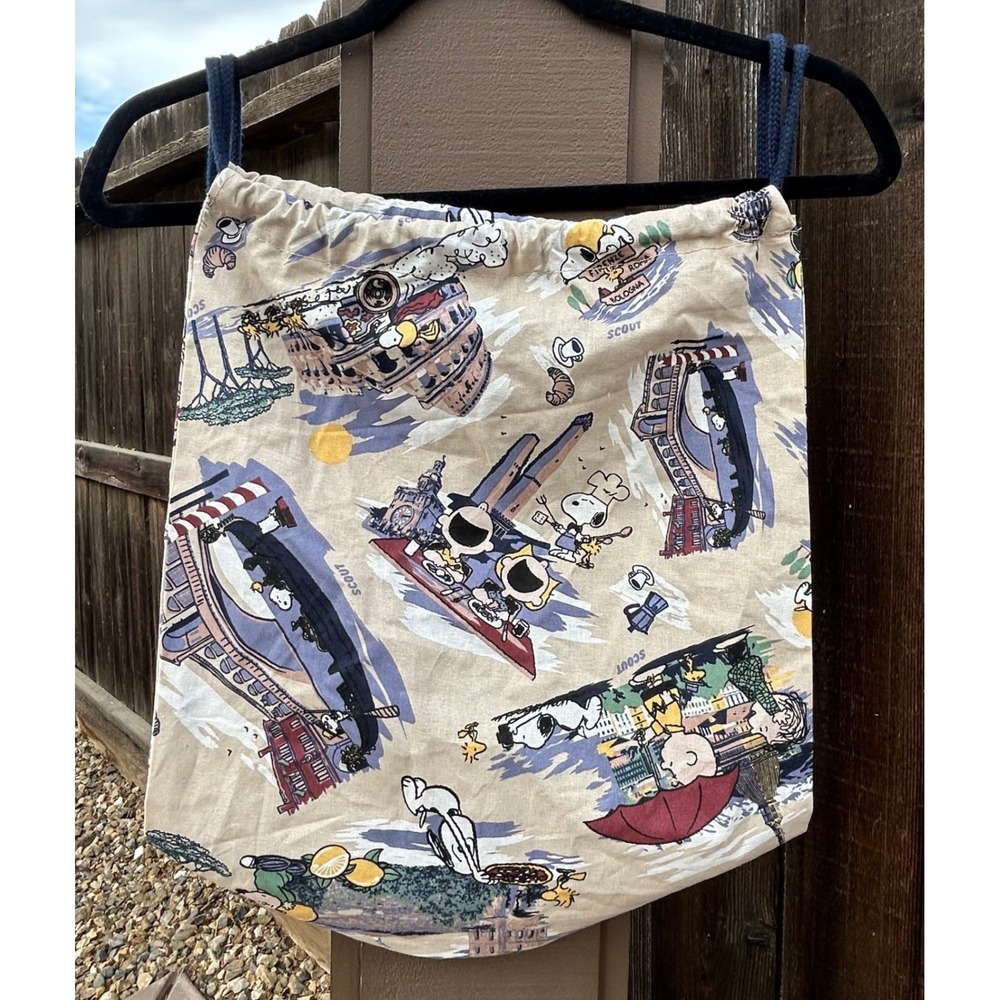 Scout x Peanuts Snoopy Italy Travel Drawstring Backpack Canvas Cinch Bag